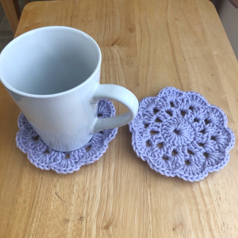 NEW Customizable Crochet Flower Coasters (2 pack) - Picture 4 of 9